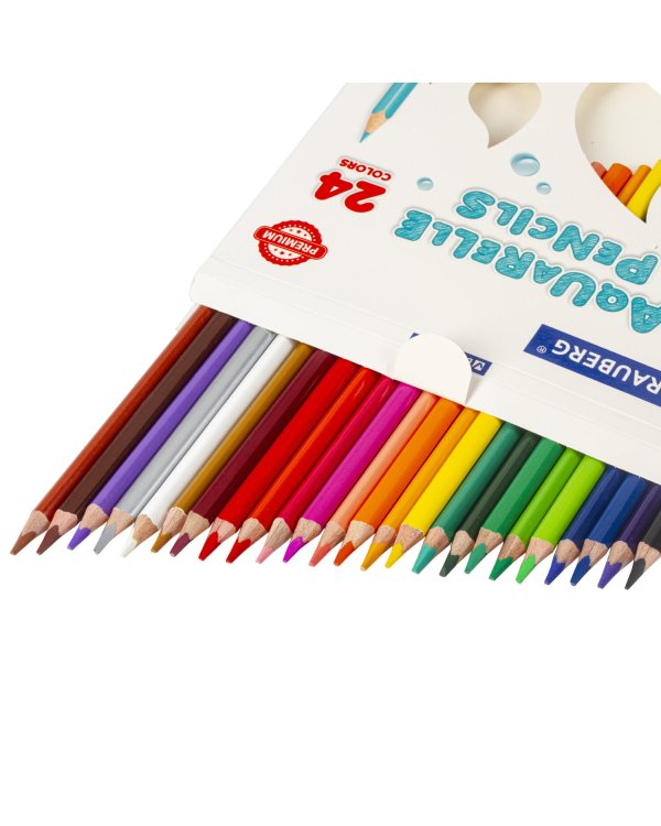 Карандаши цветные акварельные "Premium Aquarelle", 24 цвета, грифель мягкий 4 мм