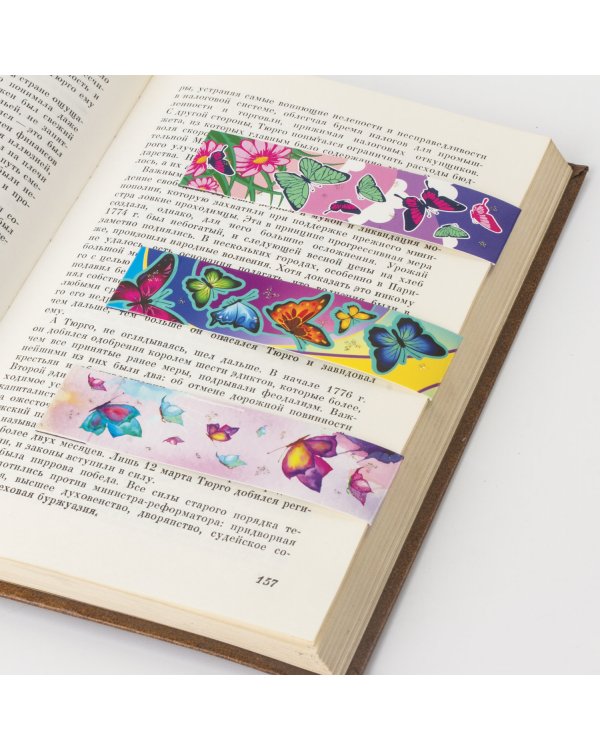 Закладки для книг с магнитом Бабочки, 6 штук, 25x196 мм, блестки