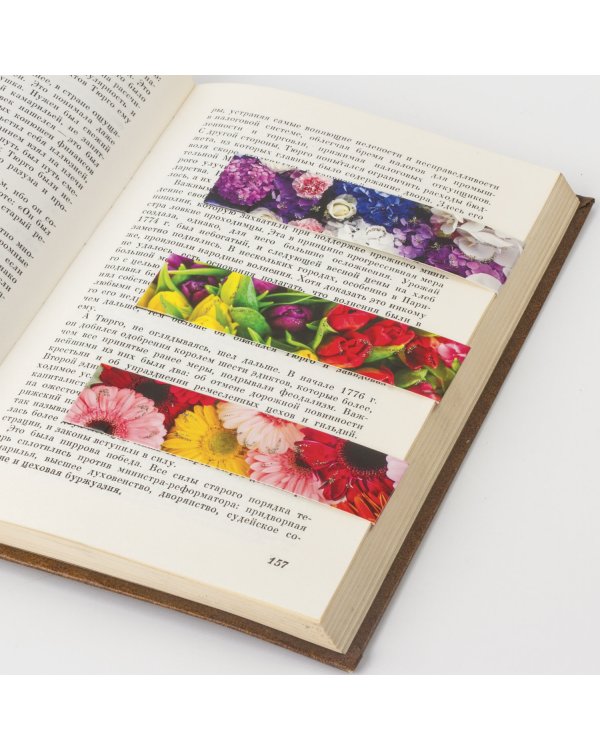 Закладки для книг с магнитом Цветы, 6 штук, 25x196 мм, блестки