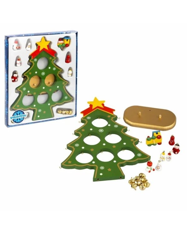 Деревянная ёлочка 3D с игрушками, 21,5 см