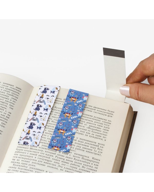 Закладки для книг с магнитом Верные друзья, 6 штук, 25x196 мм, блестки