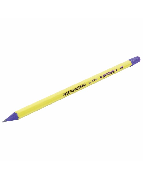 Карандаш чернографитный "Юнландия", 1 штука, НВ, пластиковый, корпус ассорти, с резинкой