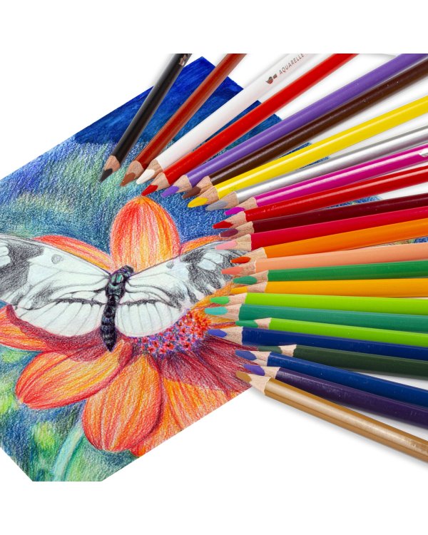 Карандаши цветные акварельные "Premium Aquarelle", 24 цвета, грифель мягкий 4 мм