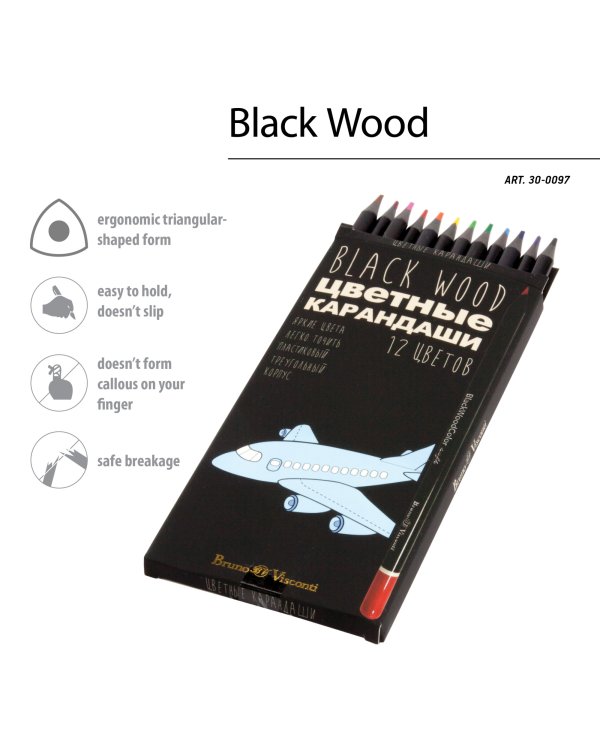 Карандаши цветные "blackwood color", 12 цветов