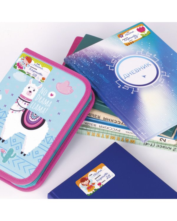 Наклейки для маркировки школьных принадлежностей Юнландия "Принцессы", 12 штук, 14х21 см