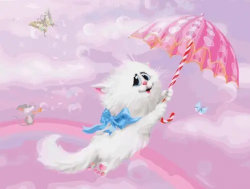 Живопись на холсте. Белая кошечка, 30х40 см Живопись на холсте. Белая кошечка, 30х40 см