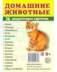 Раздаточные карточки "Домашние животные" (16 карточек)