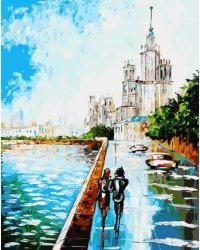 Живопись на холсте. Прогулка по Москве, 40х50 см