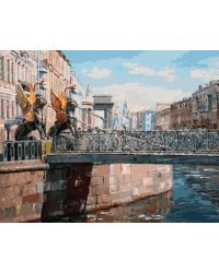 Живопись на холсте "Грифоны Банковского моста", 40х50 см