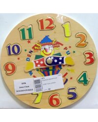 Деревянный пазл в рамке. Часы-цифры