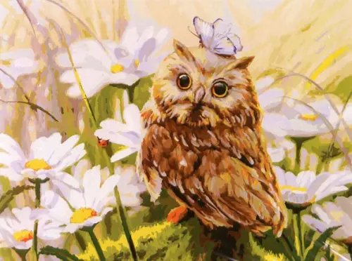 Живопись на холсте. Сова Везучка, 30х40 см Живопись на холсте. Сова Везучка, 30х40 см