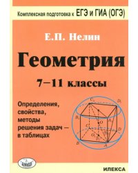 Геометрия. 7-11 классы. Определения, свойства, методы решения задач - в таблицах