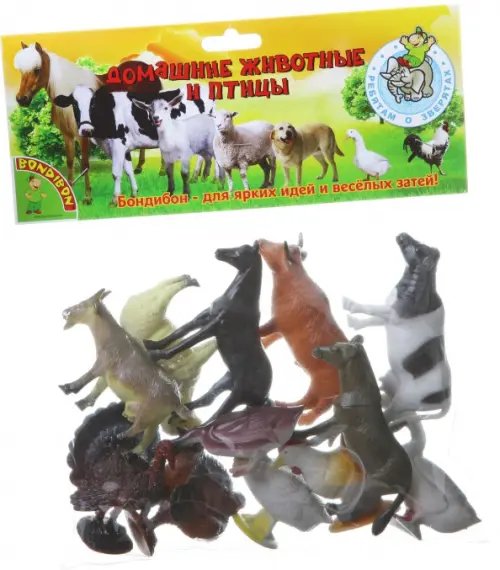 Набор животных. Домашние животные и птицы, 12 штук Набор животных. Домашние животные и птицы, 12 штук