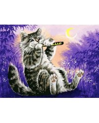 Живопись на холсте "Игра на дудочке", 30х40 см