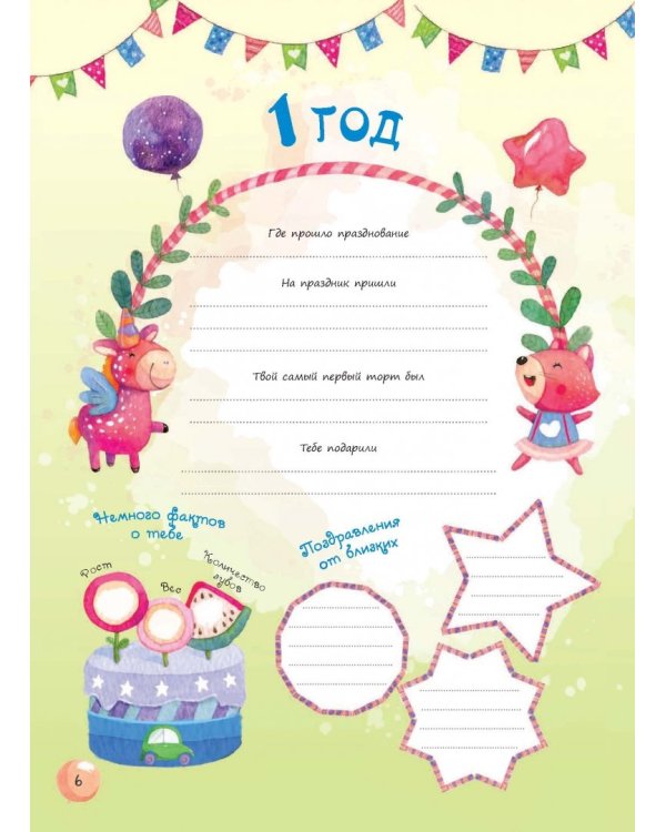 Альбом дней рождения от 1 года до 18 лет