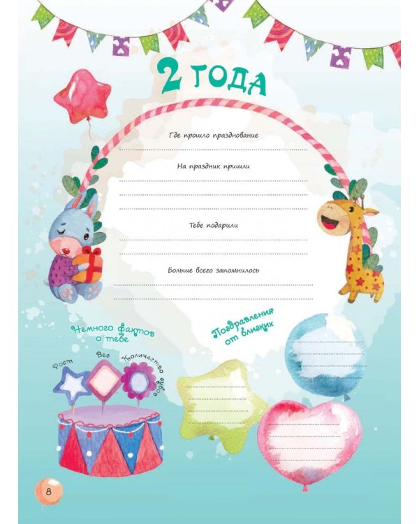 Альбом дней рождения от 1 года до 18 лет