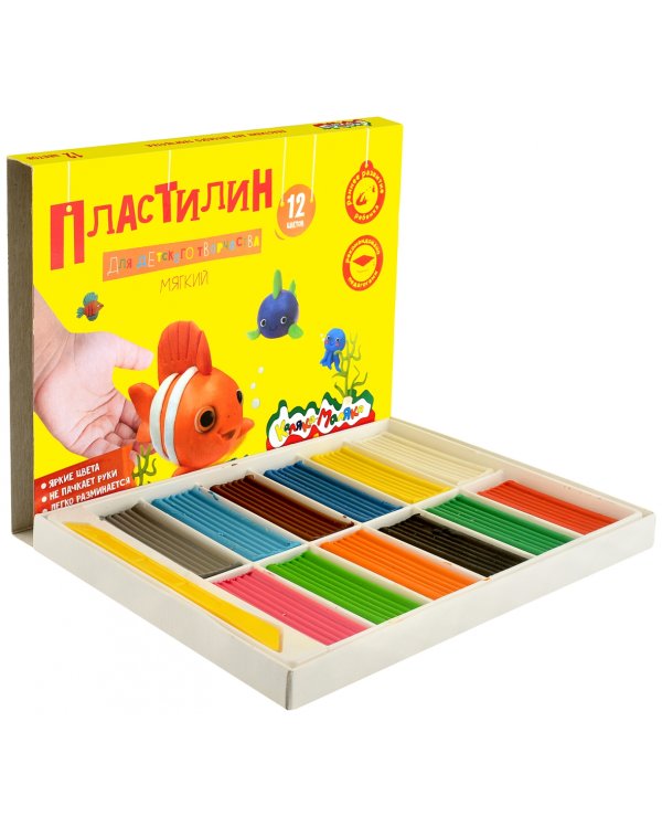 Пластилин "Каляка-Маляка", 12 цветов, 180 грамм, стек