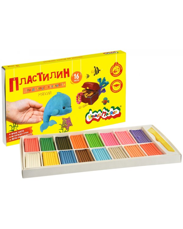 Пластилин "Каляка-Маляка", 16 цветов, 240 грамм, стек