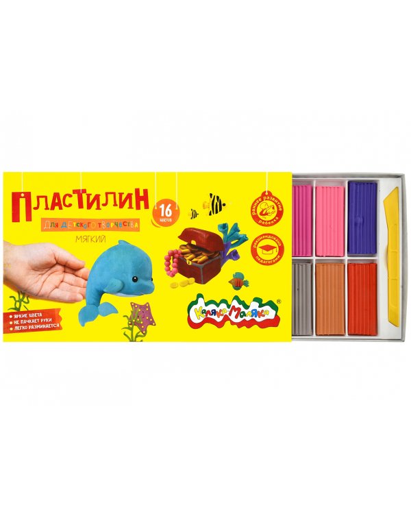 Пластилин "Каляка-Маляка", 16 цветов, 240 грамм, стек