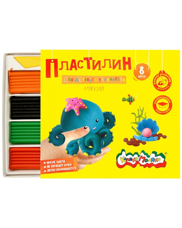 Пластилин "Каляка-Маляка", 8 цветов, 120 грамм, стек