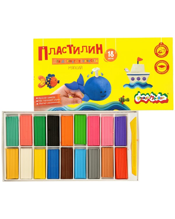 Пластилин "Каляка-Маляка", 18 цветов, 270 грамм, стек