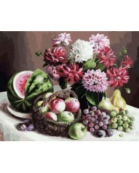Набор для рисования по номерам "Георгины и фрукты", 40x50 см