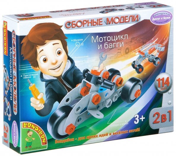 Конструктор-скрутка 2 в 1. Мотоцикл и багги, 114 деталей Конструктор-скрутка 2 в 1. Мотоцикл и багги, 114 деталей