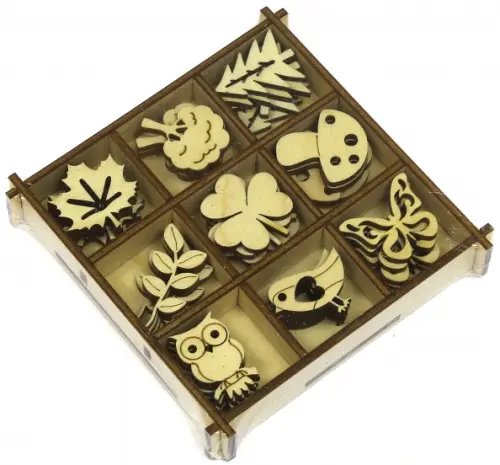 Наборы для скрапбукинга Набор украшений в коробке "Природа", 10,5х10,5 см