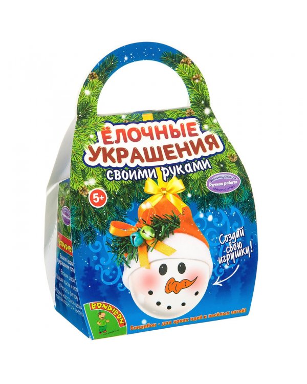 Елочные украшения своими руками. Шар-подарок. Снеговичок