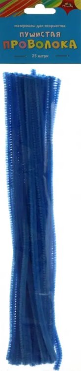 Проволока пушистая, 30 см, 25 штук, "Голубая" Проволока пушистая, 30 см, 25 штук, "Голубая"