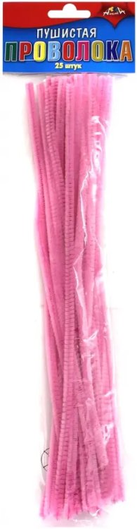 Проволока пушистая, 30 см, 25 штук, "Розовая" Проволока пушистая, 30 см, 25 штук, "Розовая"