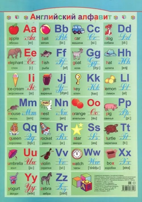 Справочные материалы в таблицах Английский алфавит