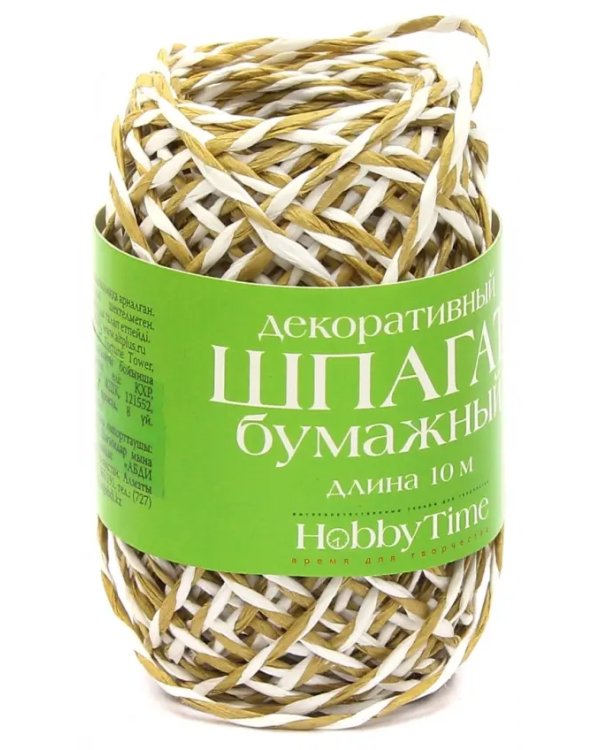 Шпагат бумажный для декорирования, двухцветный, 10 метров