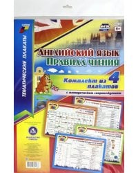 Комплект плакатов "Английский язык. Правила чтения". 4 плаката с методическим сопровождением. ФГОС