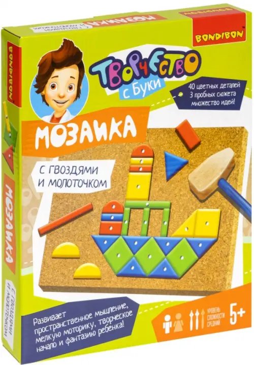 Мозаика с гвоздями и молоточком №1