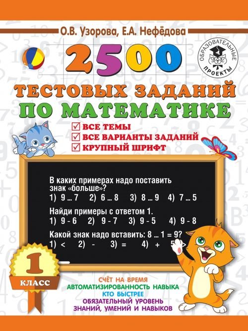 Математика. 1 класс. 2500 тестовых заданий