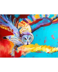 Раскраска по номерам на картоне. Полет совы, 30х40 см