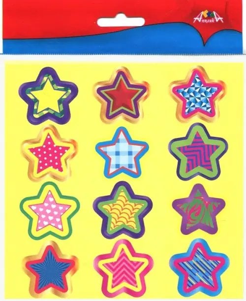 Наклейки поощрительные для школы и детского сада, набор 36 штук, в ПЭТ-пакете, "Звездочки"
