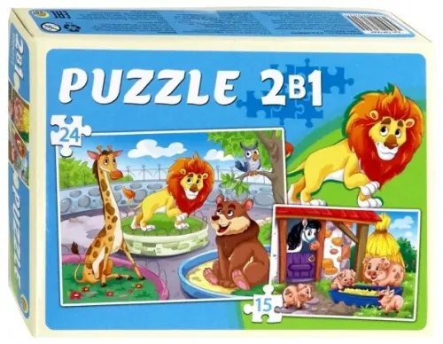 Макси-пазлы 2 в 1. В мире животных, 15 и 24 элемента