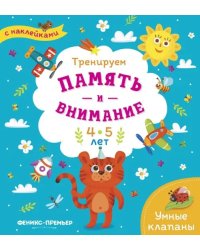 Тренируем память и внимание. 4-5 лет. Книжка с наклейками