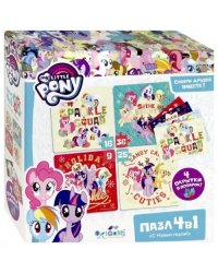 Пазл 4 в 1. My little pony. Зима. Блестящие каникулы + 4 открытки