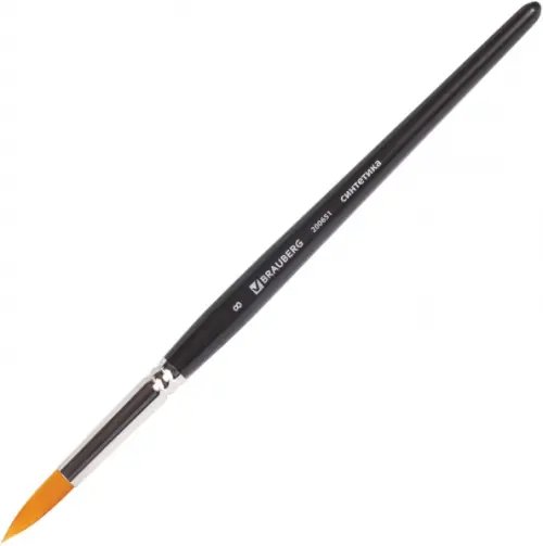 Кисть художественная профессиональная "Brauberg Art", синтетика жесткая, круглая, №8, короткая ручка Кисть художественная профессиональная "Brauberg Art", синтетика жесткая, круглая, №8, короткая ручка