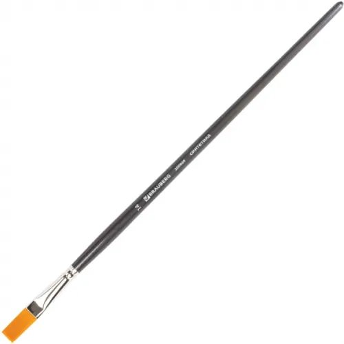 Кисть художественная профессиональная "Brauberg Art", синтетика жесткая, плоская, №14, длинная ручка