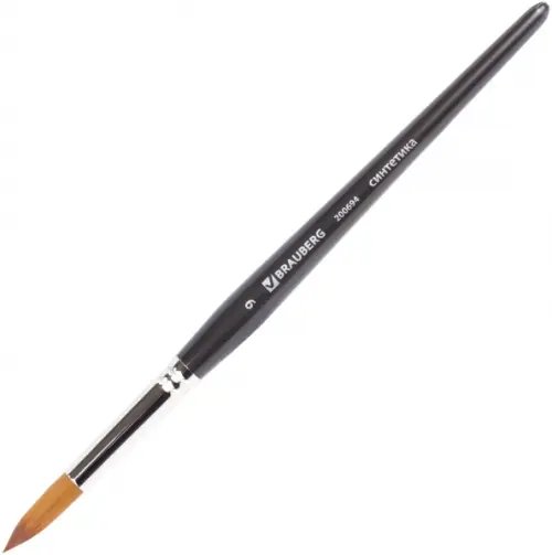 Кисть художественная профессиональная "Brauberg Art", синтетика мягкая, под колонок, круглая, №9, короткая ручка