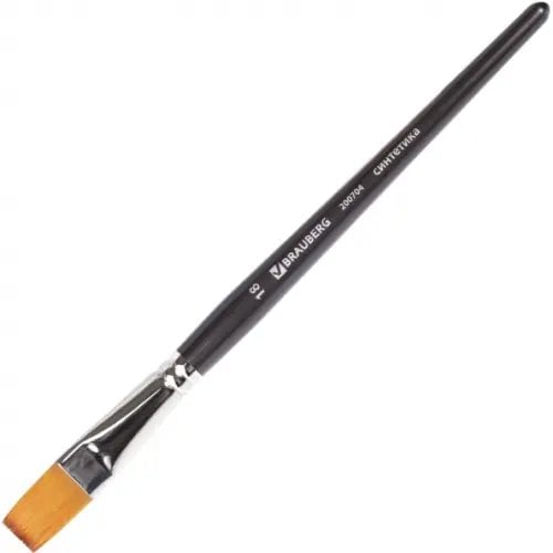 Кисть художественная профессиональная "Brauberg Art", синтетика мягкая, под колонок, плоская, №18, короткая ручка