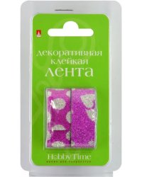 Декоративная клейкая лента с глиттером, 15 мм x 5 метров, 2 штуки, арт. 2-439/04