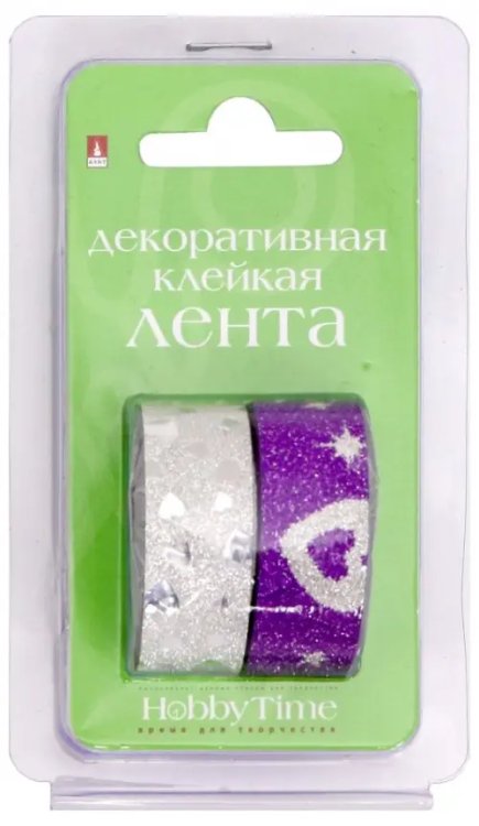 Декоративная клейкая лента с глиттером, 15 мм x 5 метров, 2 штуки, арт. 2-439/05 Декоративная клейкая лента с глиттером, 15 мм x 5 метров, 2 штуки, арт. 2-439/05