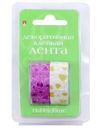 Декоративная клейкая лента с глиттером, 15 мм x 5 метров, 2 штуки, арт. 2-439/06