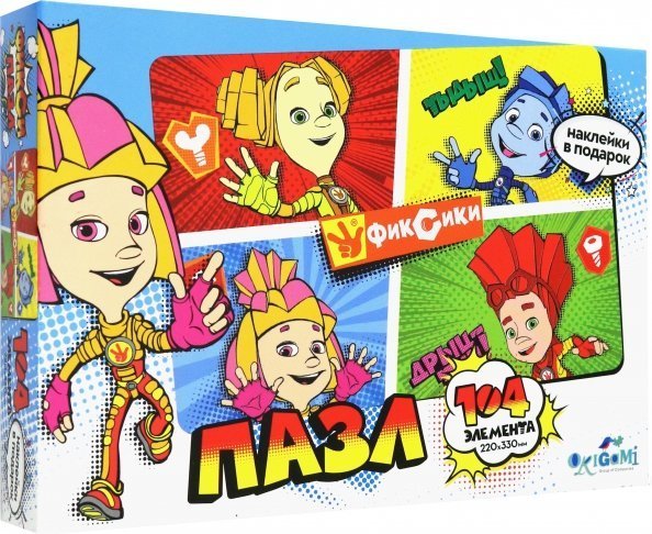 Пазл + наклейки. Комикс. ФиксиСемья, 104 элемента