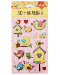 Наклейки 3D из бумаги, 9,5х18,5 см, "Птички"